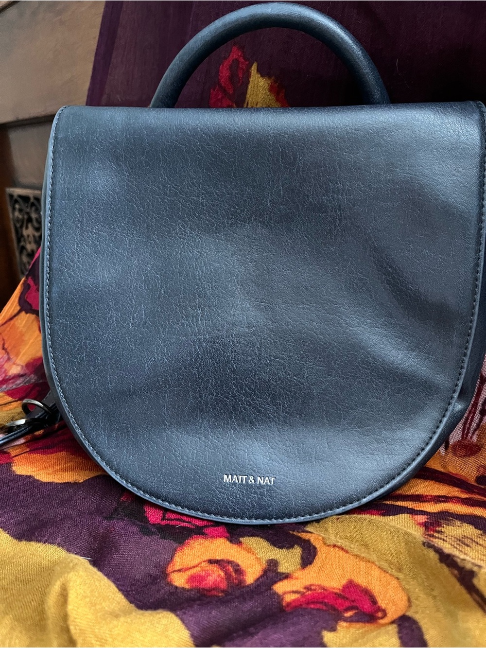 Matt & Nat Navy Blue Half-Moon Top-Handle Crossbody Bag